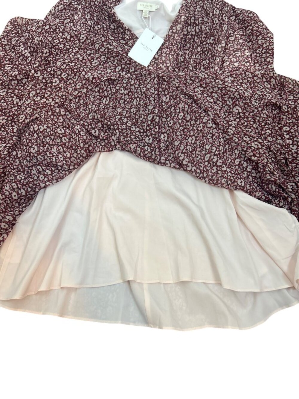 NWT Ted Baker Vallyy Boho Peasant Dress Sz 4 Draped Surplice V-Neck Long Sleeve - Picture 11 of 15